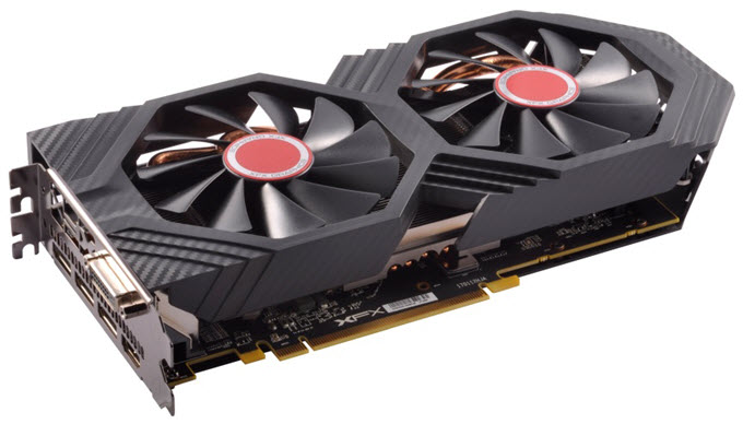 XFX-Radeon-RX-580-GTX-Edition-Black "width =" 680 "height =" 388 "srcset =" https://graphicscardhub.com/wp-content/uploads/2017/09/XFX-Radeon -RX-580-GTX-Black-Core-Edition.jpg 680w, https://graphicscardhub.com/wp-content/uploads/2017/09/XFX-Radeon-RX-580-GTX-Black-Core-Edition- 300x171.jpg 300w "tailles =" (largeur maximale: 680 pixels) 100vw, 680 pixels "/></p>
<p>Nous avons ici la XFX Radeon RX 580 GTS Edition XXX qui offre une carte graphique RX 580 édition overclockée et hautes performances de XFX. La carte est fournie avec deux ventilateurs et un radiateur équipé de caloducs en cuivre pour une meilleure dissipation de la chaleur. L'arrière de la carte est doté d'une plaque arrière en aluminium qui maintient la carte solide et lui donne de la rigidité. C'est une carte graphique compatible VR qui prend en charge FreeSync 2, la dernière version de la technologie de prévention de la déchirure d'écran pour les jeux. La carte est solidement construite et prend en charge la configuration multi-GPU CrossFire. Cette carte RX 580 nécessite un connecteur d'alimentation externe PCI-E à 8 broches pour fonctionner et un bloc d'alimentation de 500W. Il dispose de plusieurs options de connectivité d'affichage, dont un DVI, un HDMI et trois DisplayPort.</p>
<p><strong>Check-out:</strong> Meilleures cartes graphiques RX 580 pour les jeux et les industries extractives</p>
<table>
<tbody>
<tr>
<td colspan=