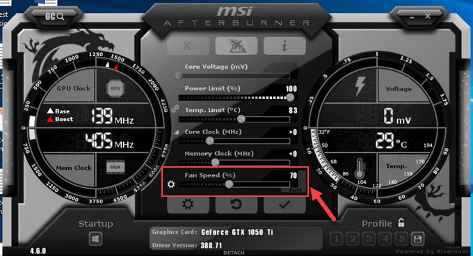 msi afterburner cpu fan control