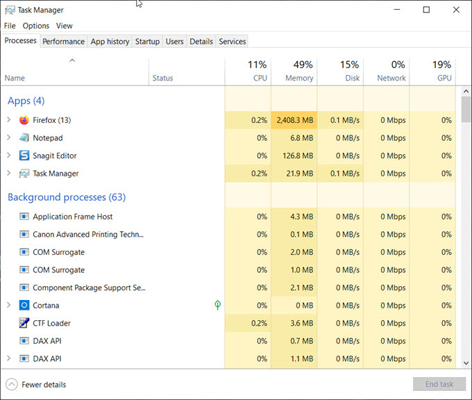 task manager freezing windows 10