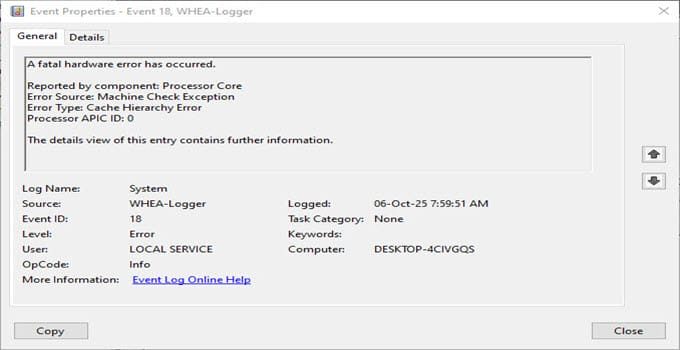 Cache Hierarchy Error Event ID 18 [Fixes and Causes]