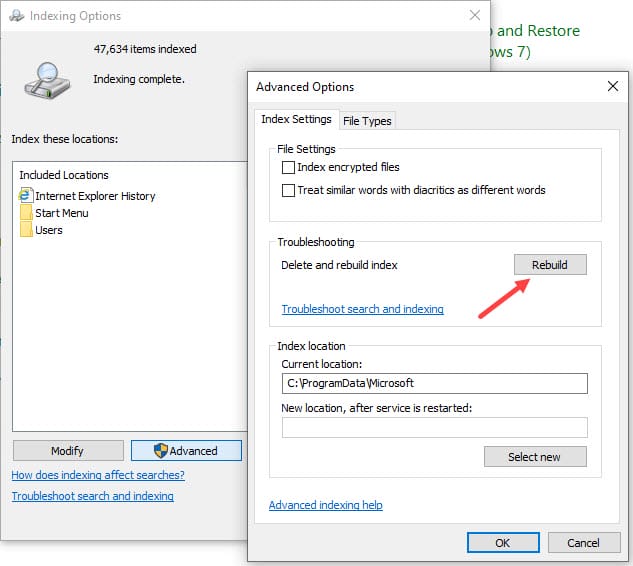 rebuild-search-index-windows